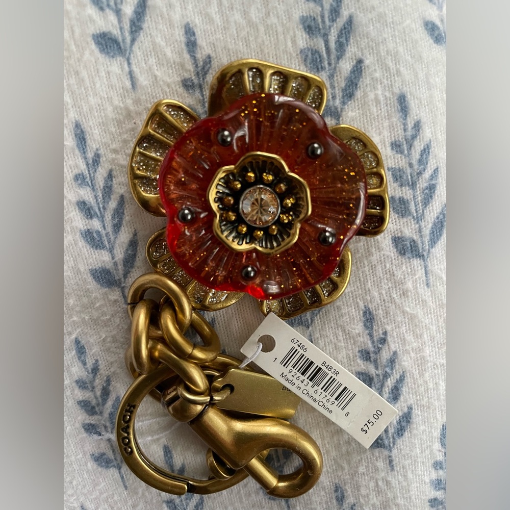 Coach tea rose bag charm